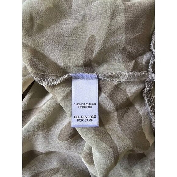 Cato Plus Green Camo Camouflage Flutter Sleeve Sheer High Low Tunic Top 18 20 - Picture 7 of 7
